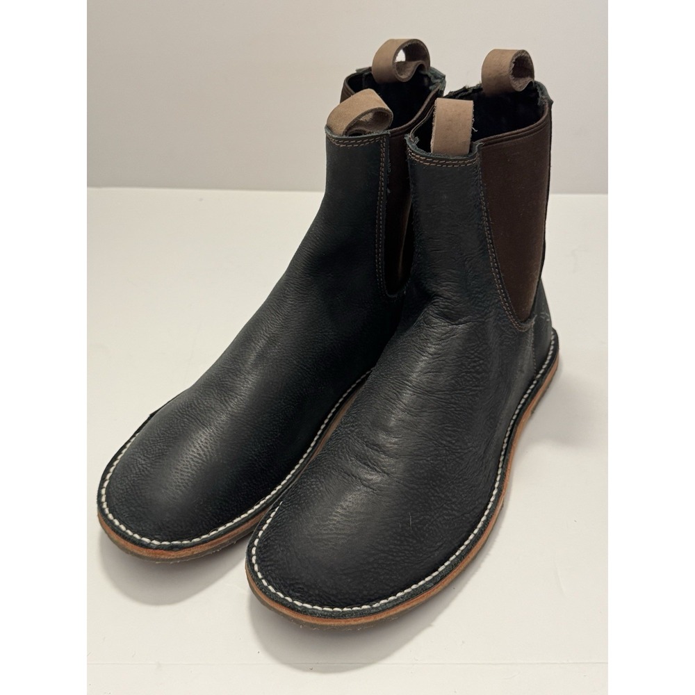 NWOB Davinci Men's Size 10 Navy Blue Leather Handmade Pull On Chelsea Boots